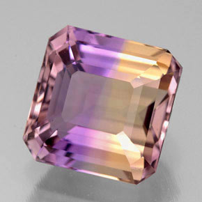 Ametrino bicolor natural 5,91ct, corte esmeralda, VVS