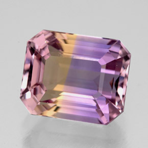 Ametrino bicolor natural 5,90ct, corte esmeralda, VVS