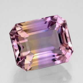 Ametrino bicolor natural 5,90ct, corte esmeralda, VVS