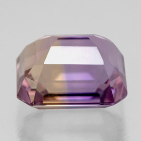 Ametrino bicolor natural 5,90ct, corte esmeralda, VVS