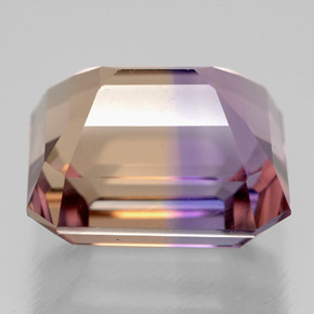 Ametrino bicolor natural 8,48ct, corte esmeralda, VVS