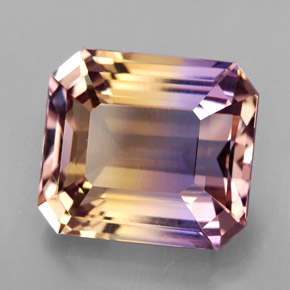 Ametrino bicolor natural 8,16ct, corte esmeralda, VVS