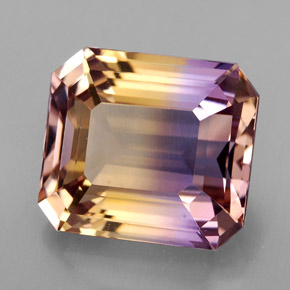 Ametrino bicolor natural 8,16ct, corte esmeralda, VVS