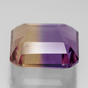 Ametrino bicolor natural 7,95ct, corte esmeralda, VVS