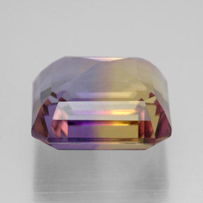Ametrino bicolor natural 11,38ct, corte esmeralda, VVS