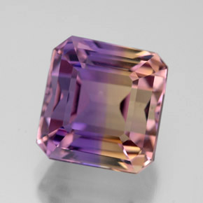 Ametrino bicolor natural 6,30ct, corte esmeralda, VVS