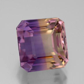 Ametrino bicolor natural 6,30ct, corte esmeralda, VVS