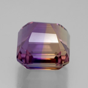 Ametrino bicolor natural 6,30ct, corte esmeralda, VVS