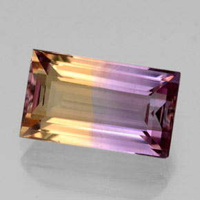 Ametrino bicolor natural 4,34ct, baguete, VVS
