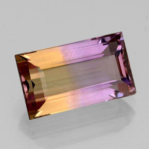 Ametrino bicolor natural 4,34ct, baguete, VVS