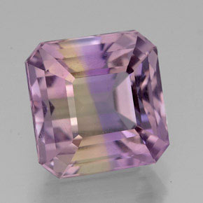 Ametrino bicolor natural 6,36ct, corte esmeralda, VVS