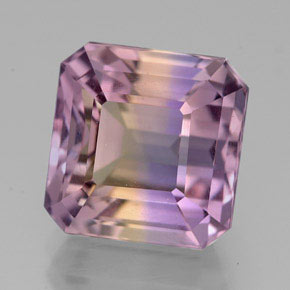 Ametrino bicolor natural 6,36ct, corte esmeralda, VVS