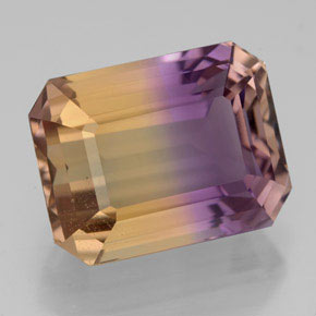 Ametrino bicolor natural 8,94ct, corte esmeralda, VVS-VS