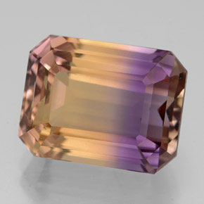 Ametrino bicolor natural 8,94ct, corte esmeralda, VVS-VS