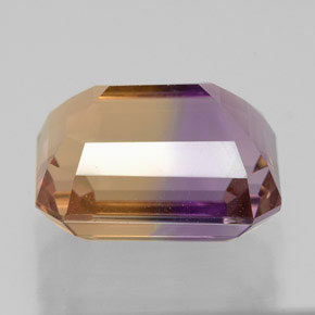 Ametrino bicolor natural 8,94ct, corte esmeralda, VVS-VS