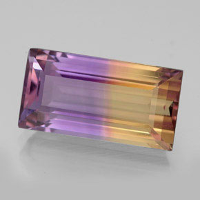 Ametrino bicolor natural 7,46ct, baguete, VVS-VS