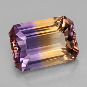 Ametrino bicolor natural 9,44ct, corte esmeralda, VVS