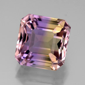 Ametrino bicolor natural 5,66ct, corte esmeralda, VVS