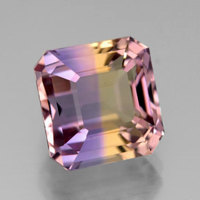 Ametrino bicolor natural 5,66ct, corte esmeralda, VVS