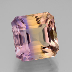 Ametrino bicolor natural 7,68ct, corte esmeralda, VVS