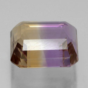 Ametrino bicolor natural 7,02ct, corte esmeralda, VVS