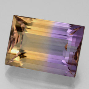 Ametrino bicolor natural 9,69ct, baguete, VVS