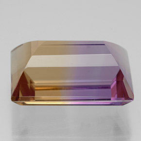 Ametrino bicolor natural 9,69ct, baguete, VVS
