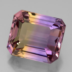 Ametrino bicolor natural 9,78ct, corte esmeralda, VVS