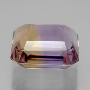 Ametrino bicolor natural 9,78ct, corte esmeralda, VVS
