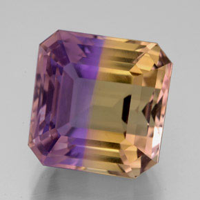 Ametrino bicolor natural 12,20ct, corte esmeralda, VVS