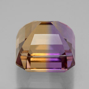 Ametrino bicolor natural 12,20ct, corte esmeralda, VVS