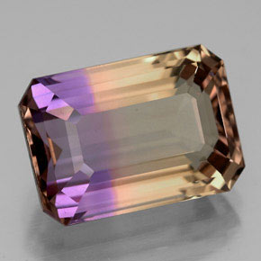 Ametrino bicolor natural 8,67ct, corte esmeralda, VVS
