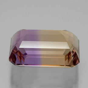 Ametrino bicolor natural 8,67ct, corte esmeralda, VVS