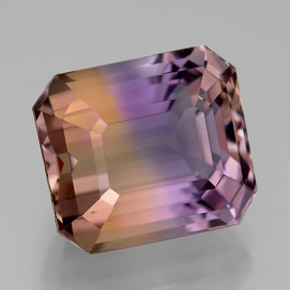 Ametrino bicolor natural 9,48ct, corte esmeralda, VVS