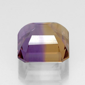 Ametrino bicolor natural 10,91ct, corte esmeralda, VVS