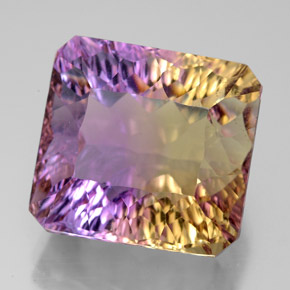 Ametrino bicolor natural 13,95ct, corte esmeralda, VVS-VS