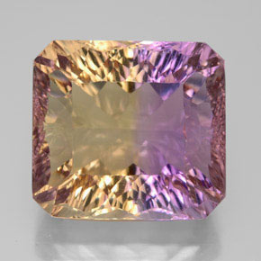Ametrino bicolor natural 13,66ct, corte esmeralda, VVS