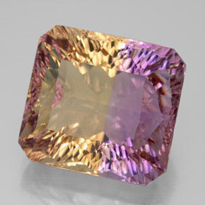 Ametrino bicolor natural 13,66ct, corte esmeralda, VVS