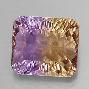 Ametrino bicolor natural 12,08ct, corte esmeralda, VVS
