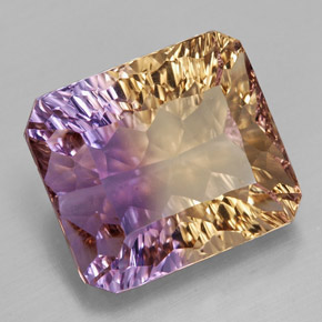 Ametrino bicolor natural 12,08ct, corte esmeralda, VVS