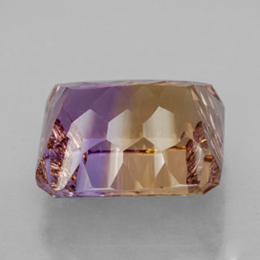 Ametrino bicolor natural 12,08ct, corte esmeralda, VVS