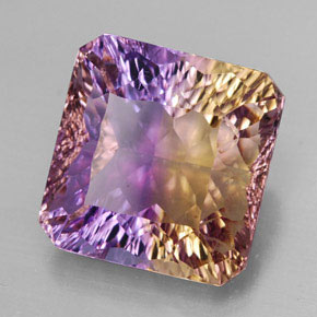 Ametrino bicolor natural 12,03ct, corte esmeralda, VVS