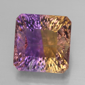 Ametrino bicolor natural 13,93ct, corte esmeralda, VVS