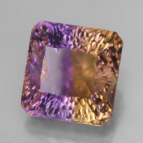 Ametrino bicolor natural 13,93ct, corte esmeralda, VVS