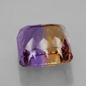 Ametrino bicolor natural 13,93ct, corte esmeralda, VVS