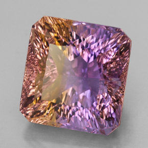 Ametrino bicolor natural 14,07ct, corte esmeralda, VVS