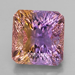 Ametrino bicolor natural 14,07ct, corte esmeralda, VVS