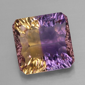 Ametrino bicolor natural 9,82ct, corte esmeralda, VVS