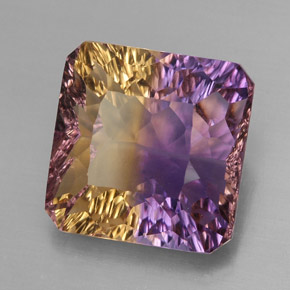 Ametrino bicolor natural 9,82ct, corte esmeralda, VVS