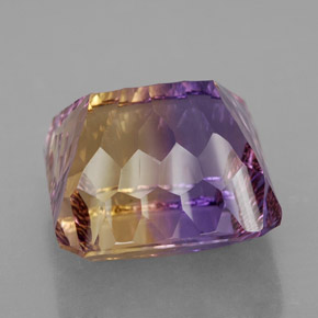 Ametrino bicolor natural 15,03ct, corte esmeralda, VVS